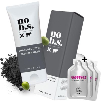 No B.S. (No Bad Stuff) Charcoal Detox Peel-off Face Mask, Black Head Remover for Face with Activated Charcoal, Blackhead Extractor, Travel Size Facial Mask, Skin Care for Women &amp; Men, Vegan, 3 FL Oz