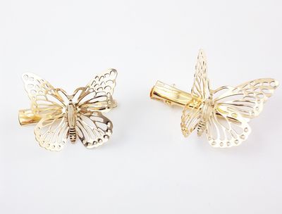 Yueton Pack of 2 Golden Butterfly Hair Clip Hair Accessories, Bride Headwear Hair Clips
