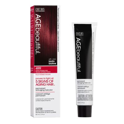 AGE beautiful Permanent Hair Color Dye Liqui Creme | 100% Gray Coverage | Anti-Aging Haircolor | Biotin for Thicker, Fuller Hair | Professional Salon Coloring | 4RR Dark Intense Red