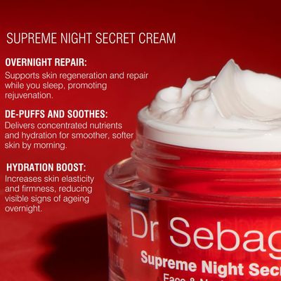 Dr Sebagh - Suprme Night Secret - Anti-Aging Night Cream with Advanced Ingredients, Overnight Skin Treatment, Anti-wrinkle, Hydrates, Firms, and Repairs Dry Skin, Box Included(1.7 fl oz.)