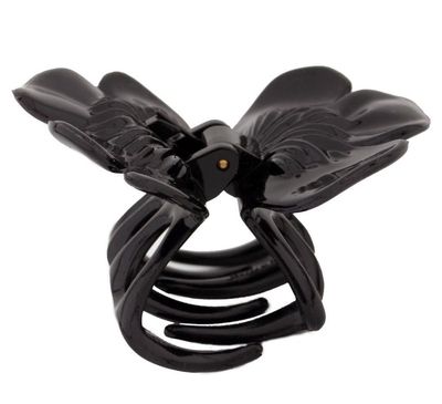 Caravan Rose With Covered Spring And Flat Teeth Black Hair Claw