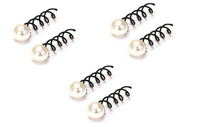 6PCS Pearl Spiral Spin Screw Pin Hair Clip Twist Barrette Hair Styling for DIY for Salon Hair Style Designed (Small-1.4cm)