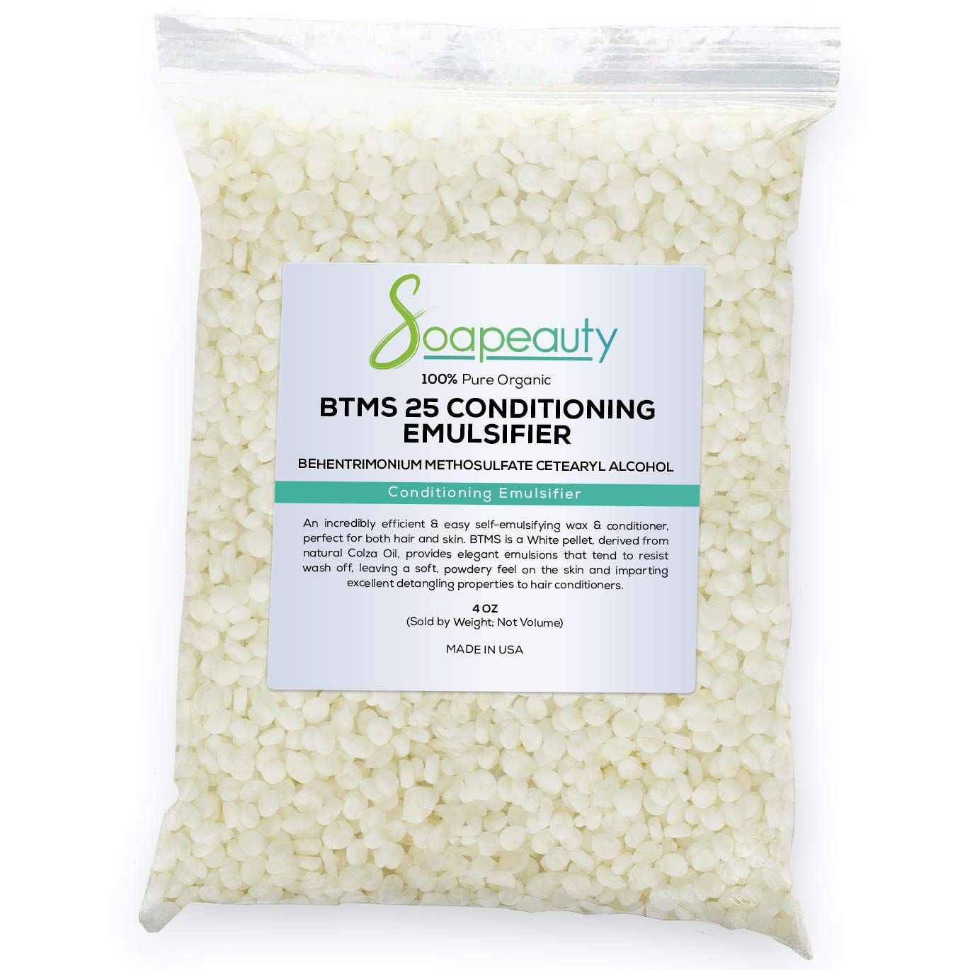 Soapeauty BTMS-25-4 oz | Conditioning Emulsifier for making Hair Care, Skin Care, Leave-in Treatment Products | Behentrimonium Methosulfate Cetearyl Alcohol 25% - 4 oz
