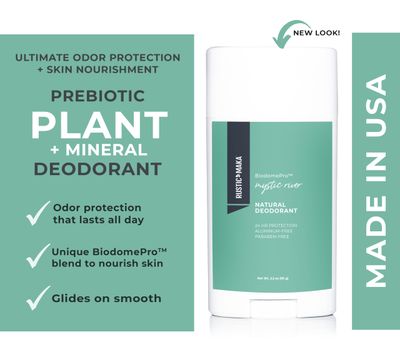 Rustic MAKA Natural Deodorant for Women and Men, Mystic River, Prebiotic, Cruelty-Free, Free of Aluminum and Parabens, Continuous Odor Control