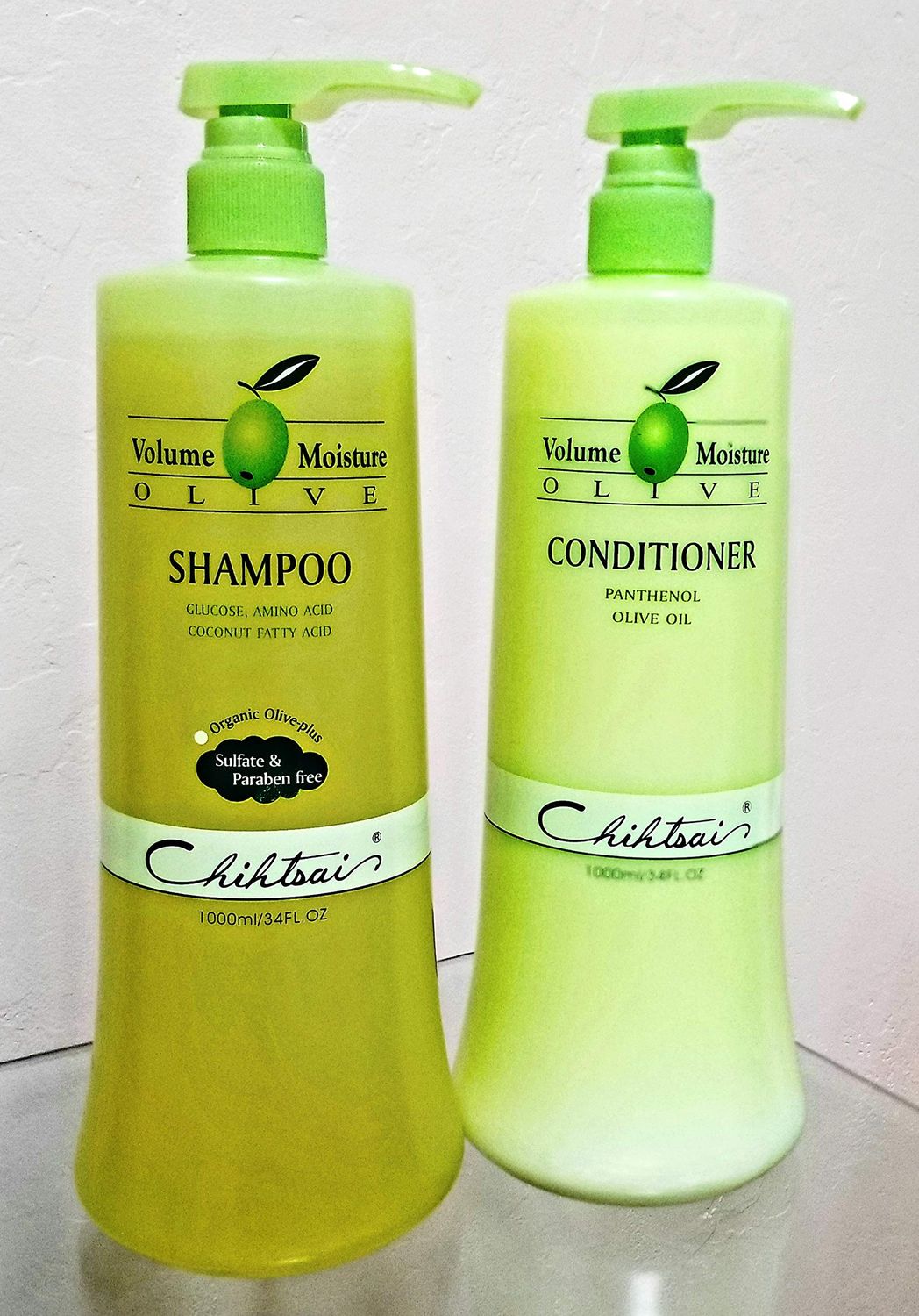 Chihtsai Volume Moisture Olive Shampoo &amp; Conditioner Set Sulfate and Paraben free (34 Fl.oz)