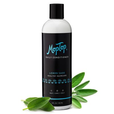 MopTop Salon Daily Conditioner, All Hair Types - Dry, Thick, Wavy, Curly &amp; Kinky-Coily, Color Treated &amp; Natural Hair, Made w/Aloe &amp; Honey, Reduce Frizz, Smooth Silky Hair, 12oz