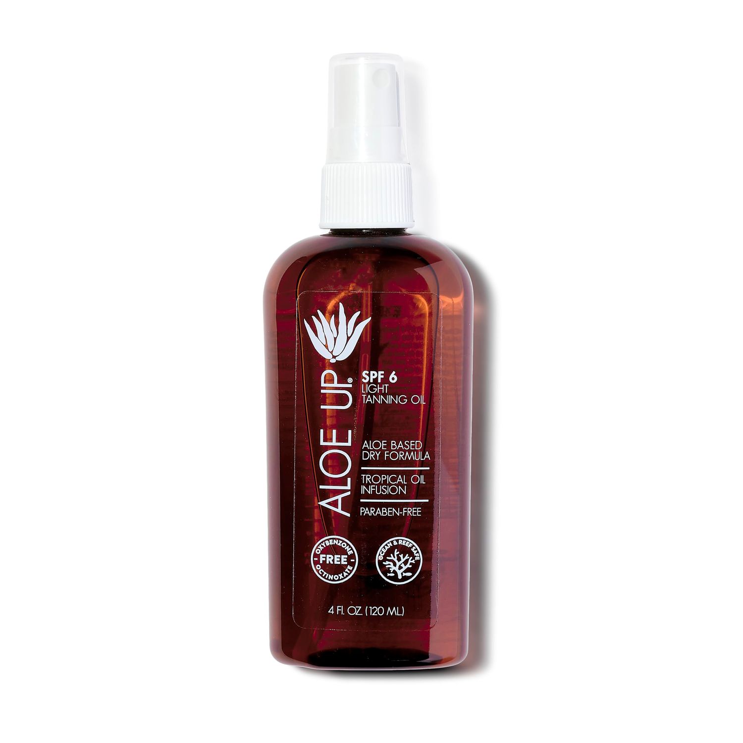 Aloe Up Light Tanning Oil With SPF 6 Sunscreen - Body and Face Tanning Oil for Outdoor Sun - With Pure Aloe Vera Oil and Natural Oils - Absorbs Quickly - Reef Friendly - Fresh Tropical Scent - 4 Oz