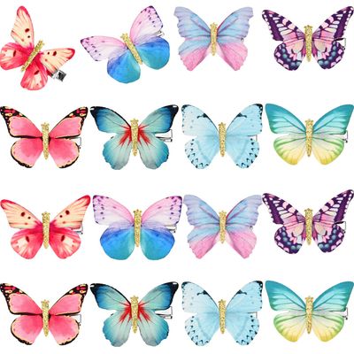 Gejoy 16 Pieces Glitter Butterfly Hair Clips for Girls Butterfly Glitter Barrette for Women Teens Hair Accessories