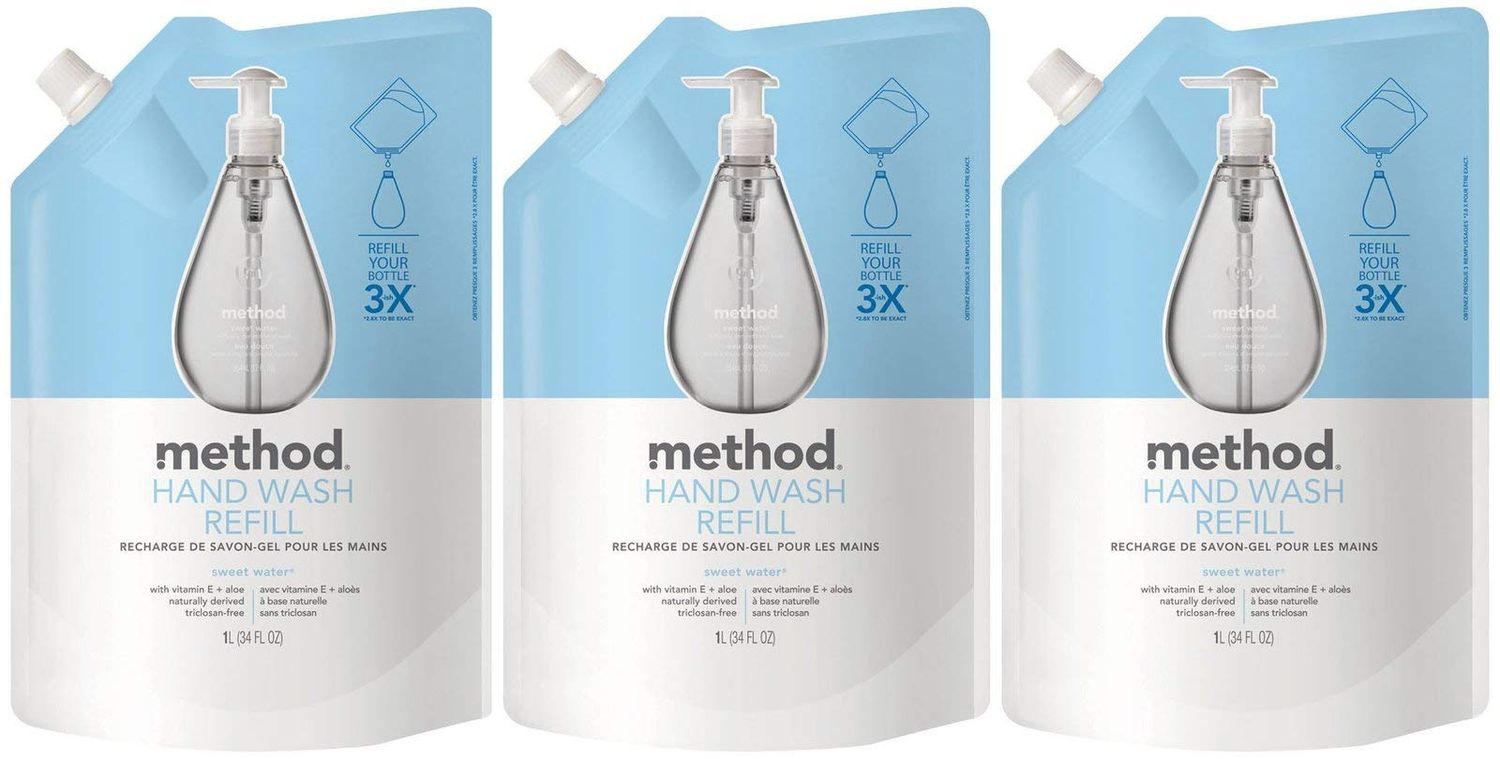 Method Gel Hand Soap Refill, Sweet Water, 34 Fl Oz (Pack of 3)