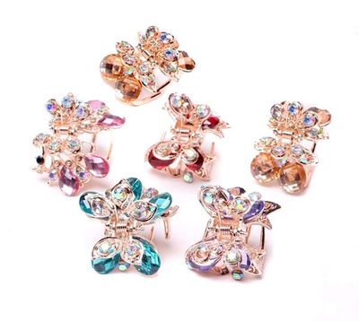 6 PCS Women Lady Alloy Rhinestone No-Slip Mini Hair Claw Small Bang Jaw Clip Hair Clamp Hair Grip Hair Pin (B#)
