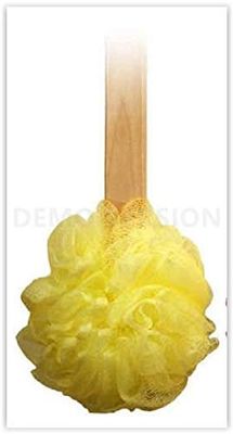 4pk 15" Long Wooden Handle Back Scrubber Bath Shower Mesh Sponge Exfoliating Body Brush Wash Nylon Puff Spa