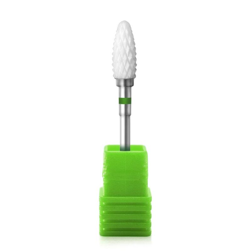 KADS Professional Medium Flame Cuspidal Nail Drill Bit Polish Tools Ceramics Grinding Stone Head Electric Nail Drill Nail Art Machine 3/32"