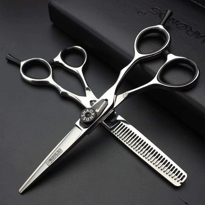 5.5/6-inch professional hair clipper set with sharp scissors, easy to trim, suitable for barbers, hair salons, and more. (6 inch-2pc)