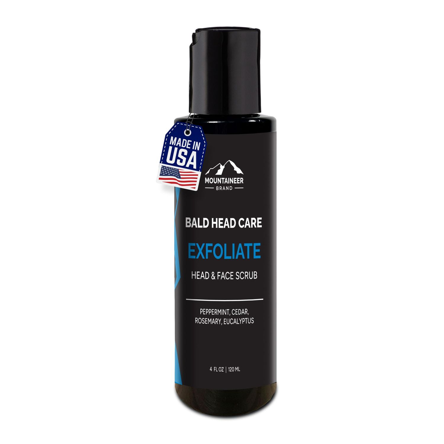 Mountaineer Brand Bald Head Care For Men | Exfoliate Head/Face Scrub | All Natural Exfoliating Scalp | Daily Grooming Head and Face Care Wash for Sensitive Skin | Refreshing Natural Scent 4oz