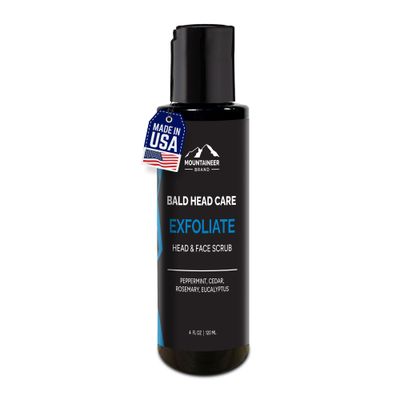 Mountaineer Brand Bald Head Care For Men | Exfoliate Head/Face Scrub | All Natural Exfoliating Scalp | Daily Grooming Head and Face Care Wash for Sensitive Skin | Refreshing Natural Scent 4oz