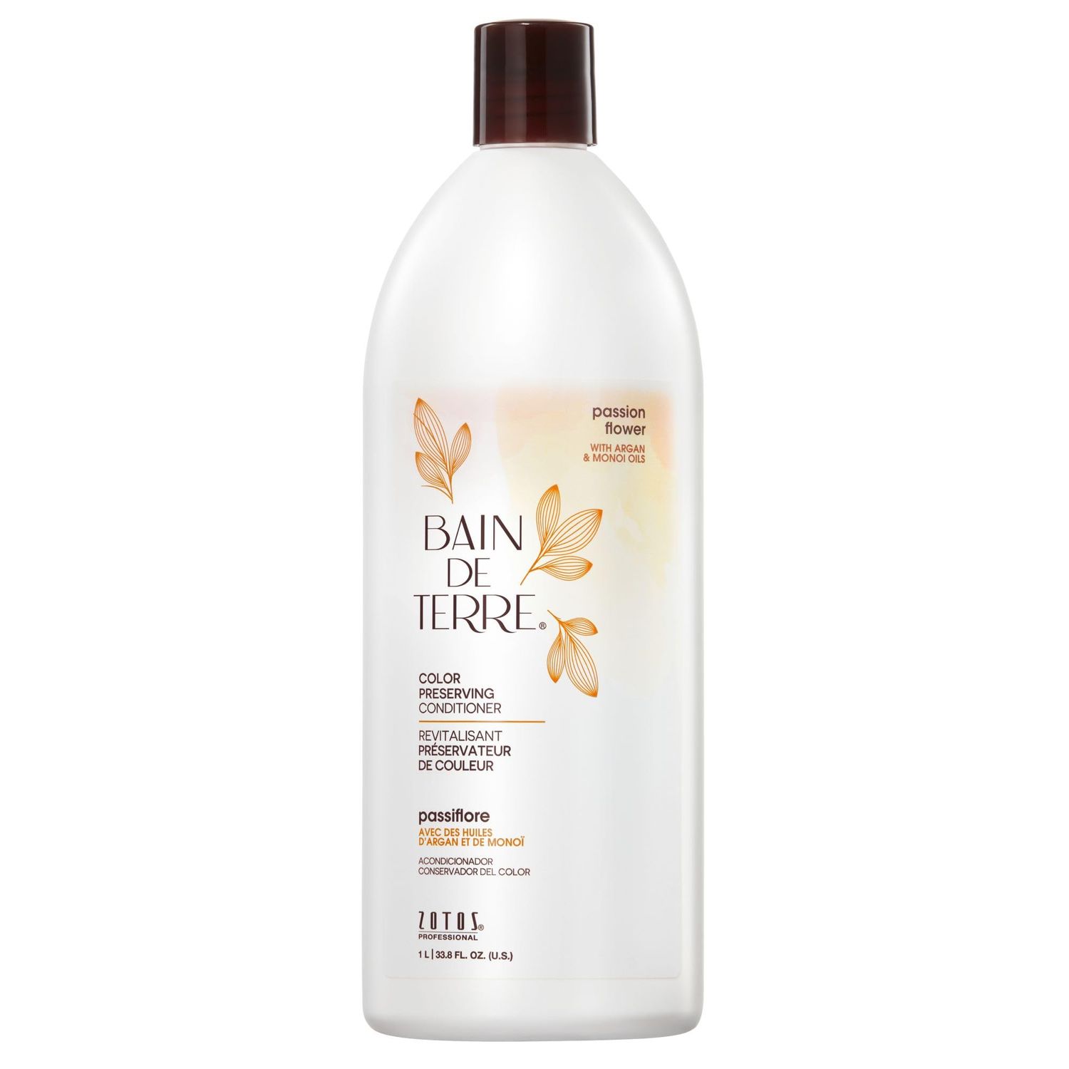 Bain de Terre Passion Flower Color Preserving Conditioner, Luxurious Hydration for Vibrant Color &amp; Protection from Fading, with Argan &amp; Monoi Oils, Paraben-free, Vegan, 33.8 Oz