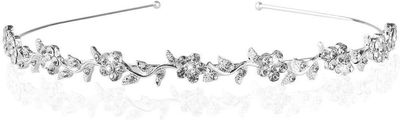 SUWOW Bridal Headband Bridal Headpieces for Wedding Crystal Headband Stylish Rhinestones Princess Crown Flower Leaf Tiara Headband Wedding Tiaras for Bride Prom Headband for Women Girl Adult Kids
