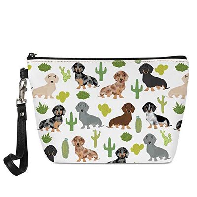 Mumeson Lightweight Portable Travel Cosmetic Bag Tropical Dachshund Make Up Toiletry Organizer Bag