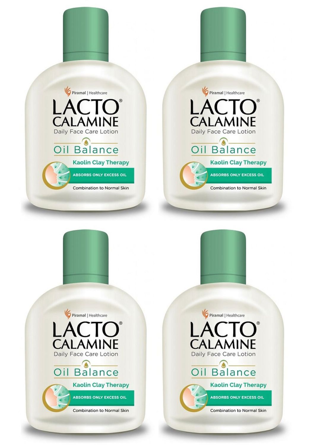 Pack of 4 - Lacto Calamine Skin Balance Oil Control With Kaolin + Aloevera Daily Nourishing Lotion 120ml