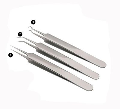 1Set(3PCS) Silver Professional Remove Blackheads Tweezers Set - Stainless Steel Straight/Slanted &amp; Pointed Splinter/Bend Curved Blemish Extractor Tool for Acne Zit Cystic Blemish Whitehead Popping