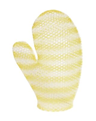 Supracor Stimulite Bath Mitt - Exfoliating Glove, Honeycomb Face and Body Scrubber, Spa and Shower Loofah, Firm Texture, Yellow &amp; White