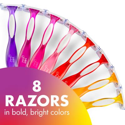 BIC Soleil Smooth Colors Women's Disposable Razors With Vitamin E Lubricating Strip for Enhanced Glide, With 3 Blades, 8 Count, Great Stocking Stuffer