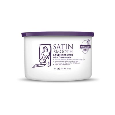 Satin Smooth Lavender Wax with Chamomile, Facial and Full Body Hair Removal Wax, Soothes and Calms, Ideal for Sensitive Skin, Waxing Kit, 14oz, 1-pack