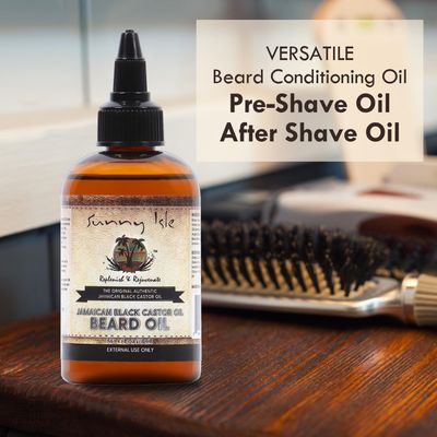 Sunny Isle Jamaican Black Castor Oil Beard Oil 4oz | Conditioning Growth Oil for Thicker Facial Hair | Softens, Strengthens Beards &amp; Mustaches | Hydrates Skin