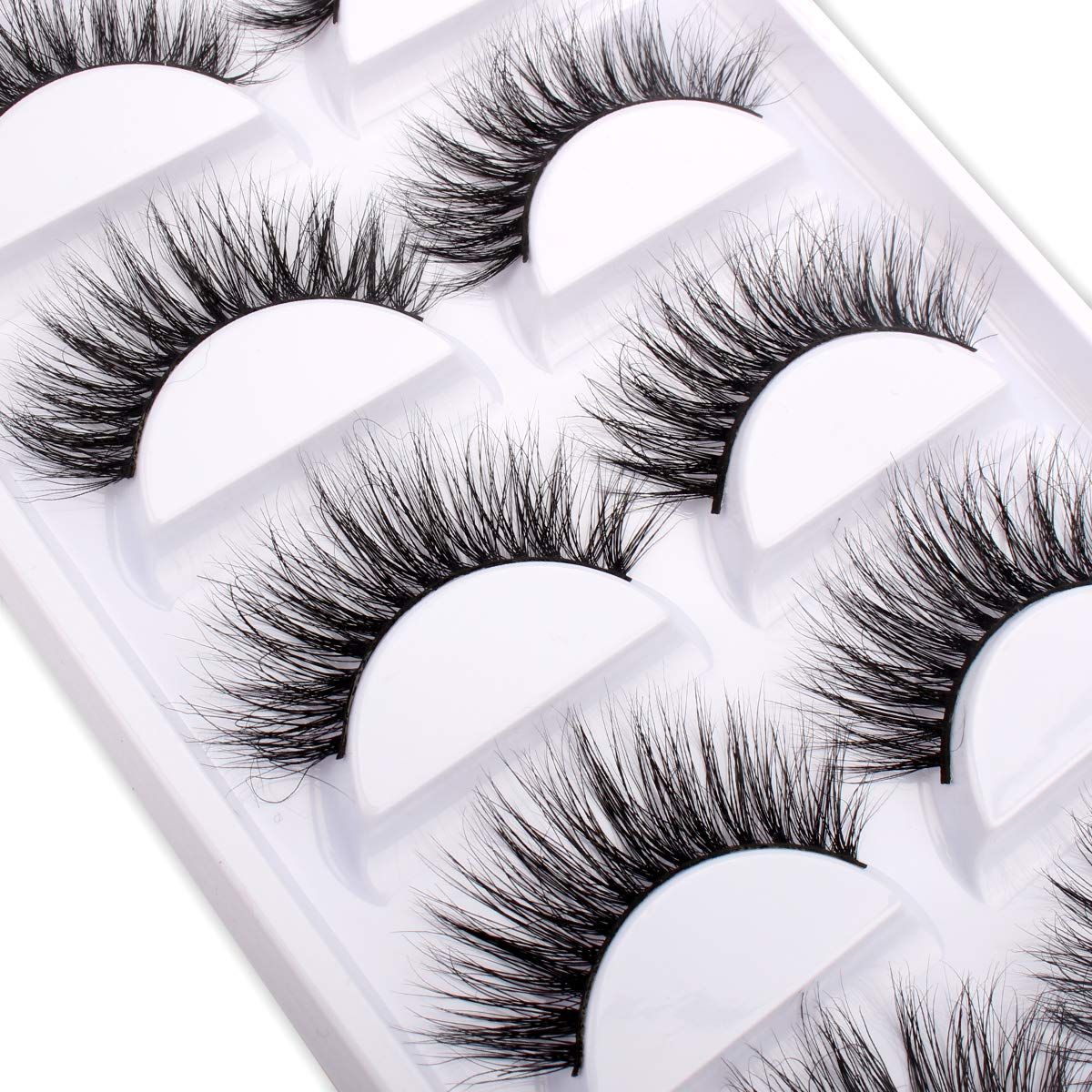 3D Mink False Eyelashes Pack Real Siberian Luxurious Messy Volume Dramatic Mink Fake Eyelashes Set 5 Pairs/Box A15-5?The New)