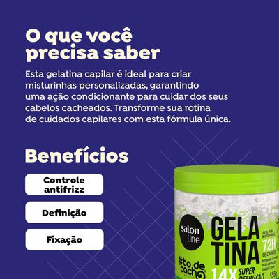 Linha Tratamento (#ToDeCacho) Salon Line - Gelatina Nao Sai Da Minha Cabeca! 550 Gr - (Salon Line Treatment (#Curls) Collection - Cant Get You Off My Head! Gelatin Net 19.4 Oz)