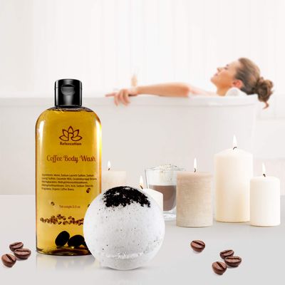 Bath and Spa Gift Set "Coffee Love"- Relaxation and Moisturizing Coffee Brown Sugar Scrub, Bath Bomb, Coffee Candle, Bath Body Wash, Shea Butter Soap and Lip Balm - Handmade in USA