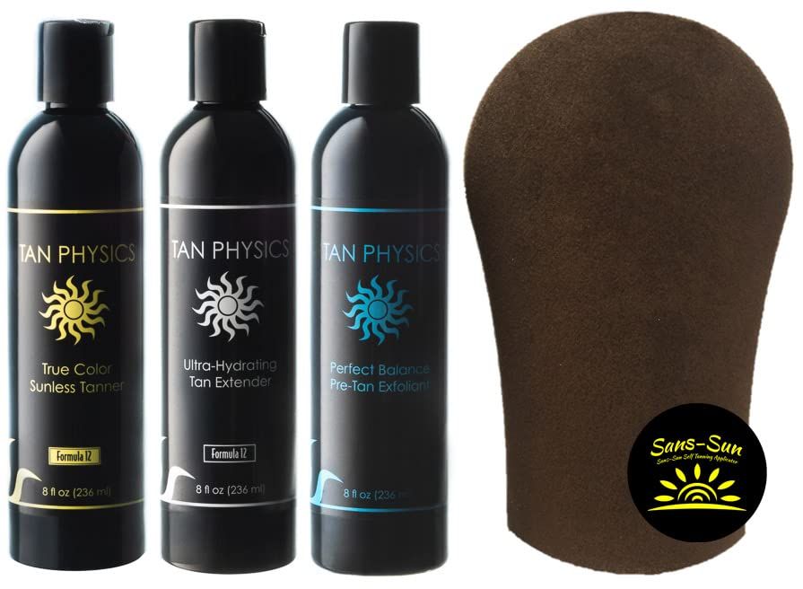 Tan Physics True Color Sunless Tanner, with Tanning Mitt - Exfoliator, Extender and Tanner All in One with Tanning Mitt - Self Tanner - Sunless Tanning Lotion - Self Tanners Best sellers