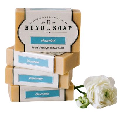 Bend Soap Company All Natural Handmade Goat Milk Soap for Dry Skin Relief, Unscented, 18 Oz, Pack of 4