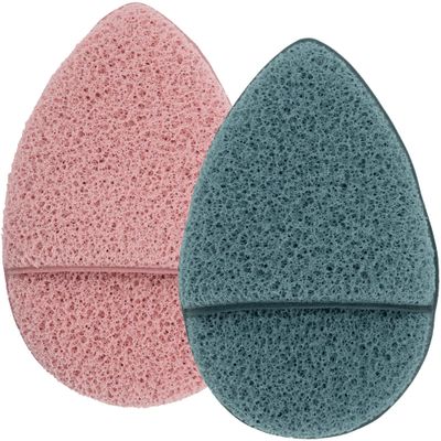 S&amp;T INC. Face Scrubber Exfoliator, Facial Sponges for Face Wash, Reusable Makeup Remover Exfoliating Pads, Blue and Pink, 2.6 in. x 3.9 in., 2 Pack
