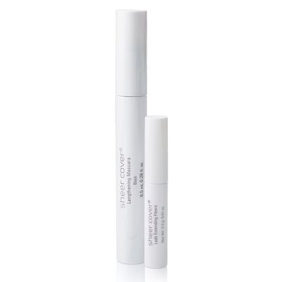 Sheer Cover - Volumizing Mascara &amp; Lengthening Fibers Duo - Lengthening Black Mascara - Lash Extending Fibers -8.5 Milliliters