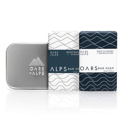 Oars + Alps Men&#39;s Bar Soap Gift Set, Dermatologist Tested and Made with Clean Ingredients, TSA Approved, 2 Pack, 6 Oz Each