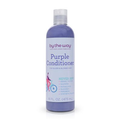 Purple Conditioner by The BTW Co. for Silver, Gray &amp; Blonde Hair: Brighten and Remove Yellow or Brassy Tones with No Sulfates, No Parabens - Cruelty-Free for Color-Treated and Natural Hair
