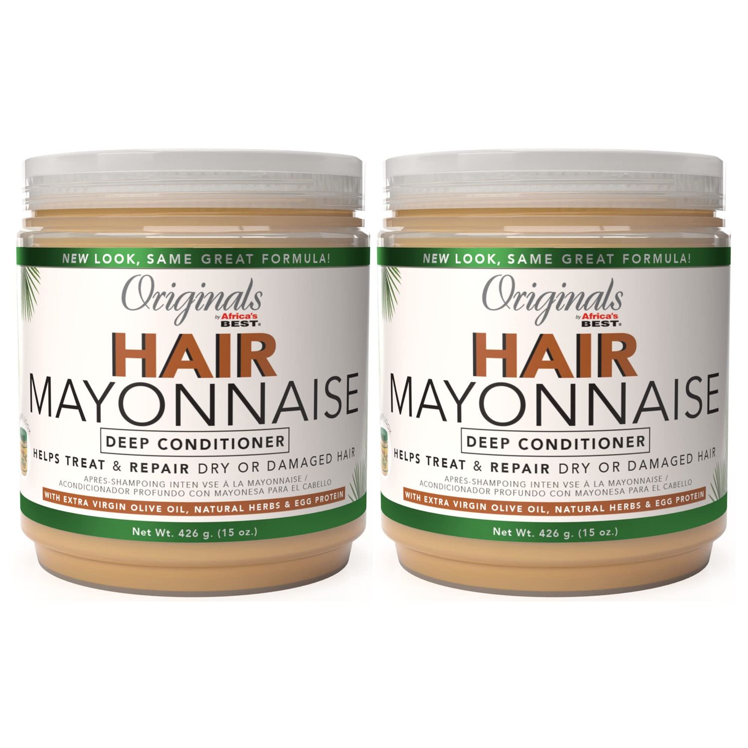 Originals By Africa&#39;s Best Hair Mayonnaise Conditioner - 2 Pack (15 oz Jars) - Enriched with Herbal Extracts, Egg Protein &amp; Olive Oil for Deep Conditioning &amp; Repair