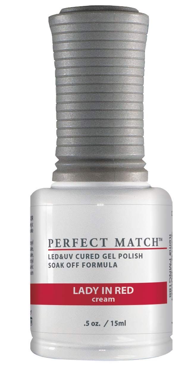 LECHAT Perfect Match Gel Polish, Lady In Red Nail laquer, 0.5 Ounce/gel polish soak off cream 0.5ounce.