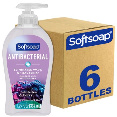 Softsoap Antibacterial Liquid Hand Soap, White Tea &amp; Berry Scent Hand Soap, 11.25 Ounce, 6 Pack