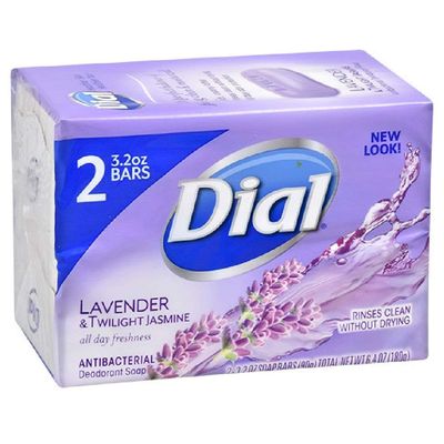 Dial Antibacterial Deodorant Soap, Lavender &amp; Twilight Jasmine, Rinses Clean without Drying,3.2 Ounce (Pack of 2)
