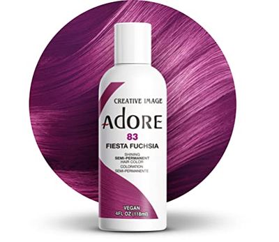 Adore Semi Permanent Hair Color - Vegan and Cruelty-Free Red Hair Dye - 4 Fl Oz - 083 Fiesta Fuchsia (Pack of 1)