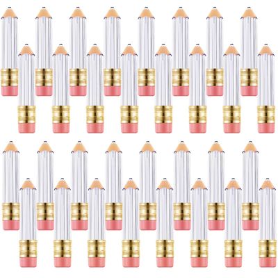 Blulu 24 Pcs 5 ml Pencil Lip Gloss Tube Empty Christmas Gift for Teachers Pencil Lip Gloss Container Cute Pencil Shaped Lip Balm Bottles Clear Refillable Lip Gloss Tube Women DIY Cosmetics