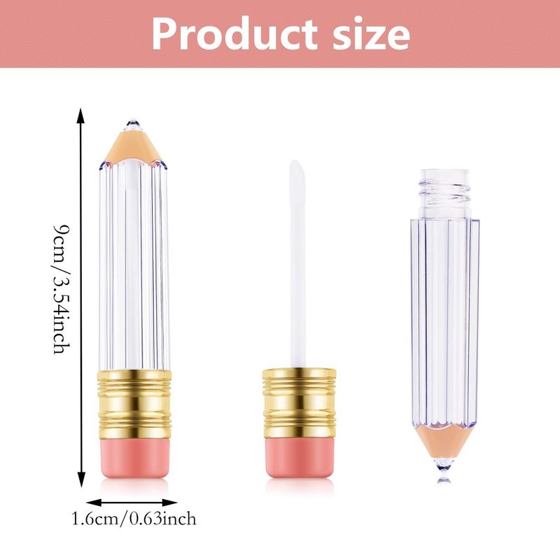 Blulu 24 Pcs 5 ml Pencil Lip Gloss Tube Empty Christmas Gift for Teachers Pencil Lip Gloss Container Cute Pencil Shaped Lip Balm Bottles Clear Refillable Lip Gloss Tube Women DIY Cosmetics