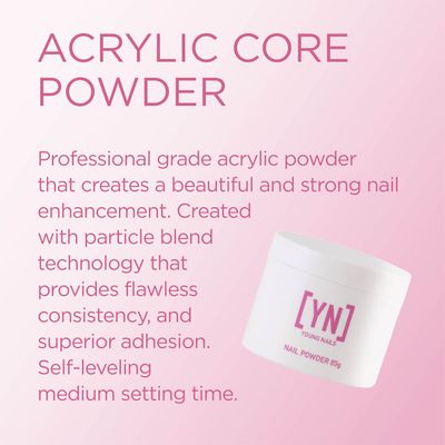 Young Nails Acrylic Core Powder - Self-Leveling Acrylic Nail Powder, Clear Nude Pink White Acrylic Powder for Nail Extenstion, Professional Grade, Superior Adhesion, Color - Natural, 85g