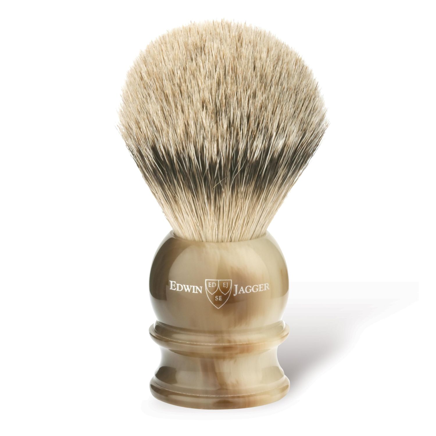 Edwin Jagger 1EJ462 Medium Silver Tip Badger Shaving Brush, Imitation Light Horn for use with Shaving Cream or Soap for Men