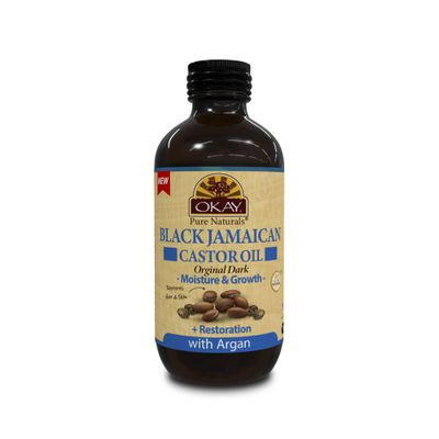 OKAY BLACK JAMAICAN CASTOR OIL ORIGINAL DARK with ARGAN OIL 4oz / 118ml