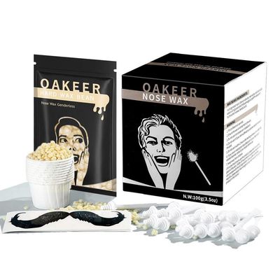 Oakeer Nose Hair Remover Kit with 30 Wax Sticks for Men and Women - 100g Nose Wax for At-Home Hair Removal
