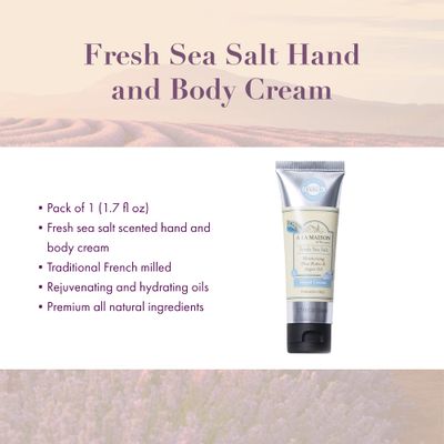 A LA MAISON Fresh Sea Salt Lotion for Dry Skin - Natural Hand and Body Lotion (1 Pack, 1.7 oz Bottle)