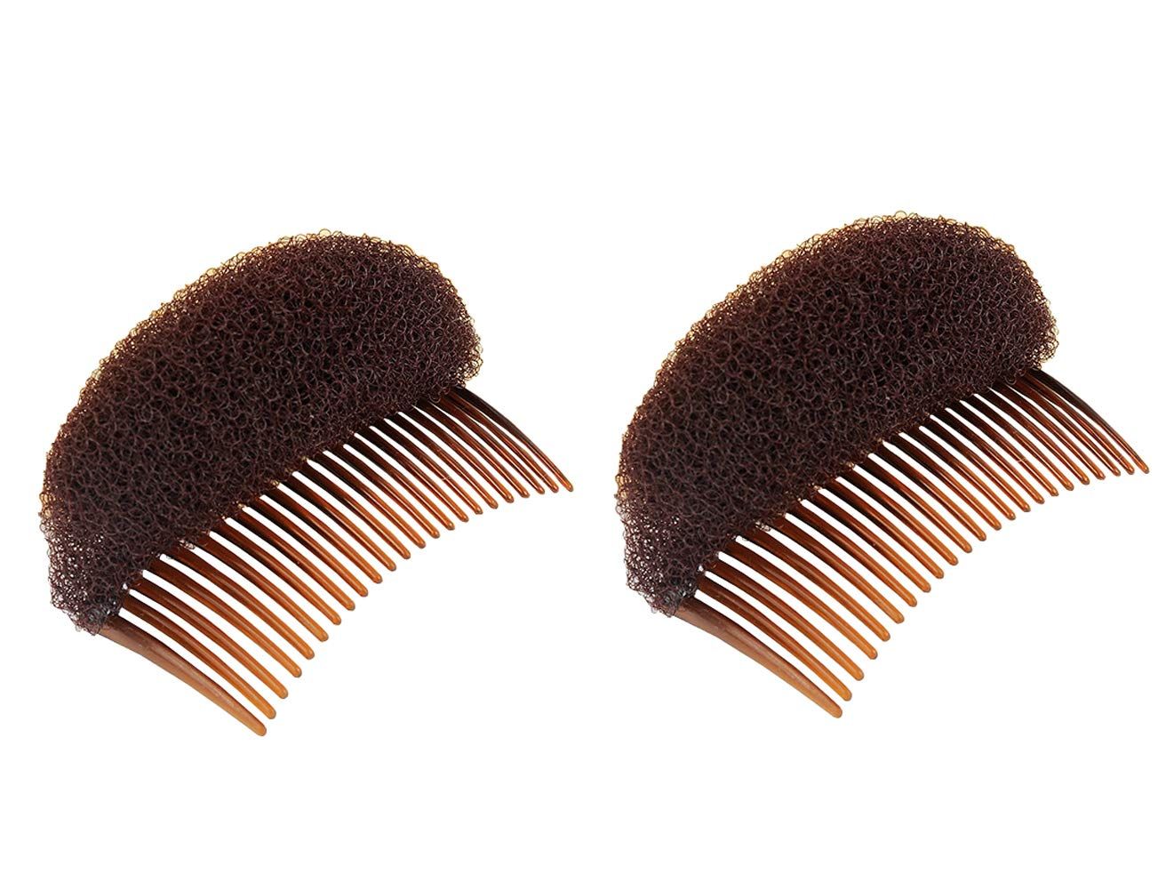 2PCS Women Lady Girls Soft Sponge Foam Hair Base Inserts Bump Up Hair Pads Stick Bun Maker Hair Styling Clip Hair Comb Braid Tool Hair Styling Accessories Brown